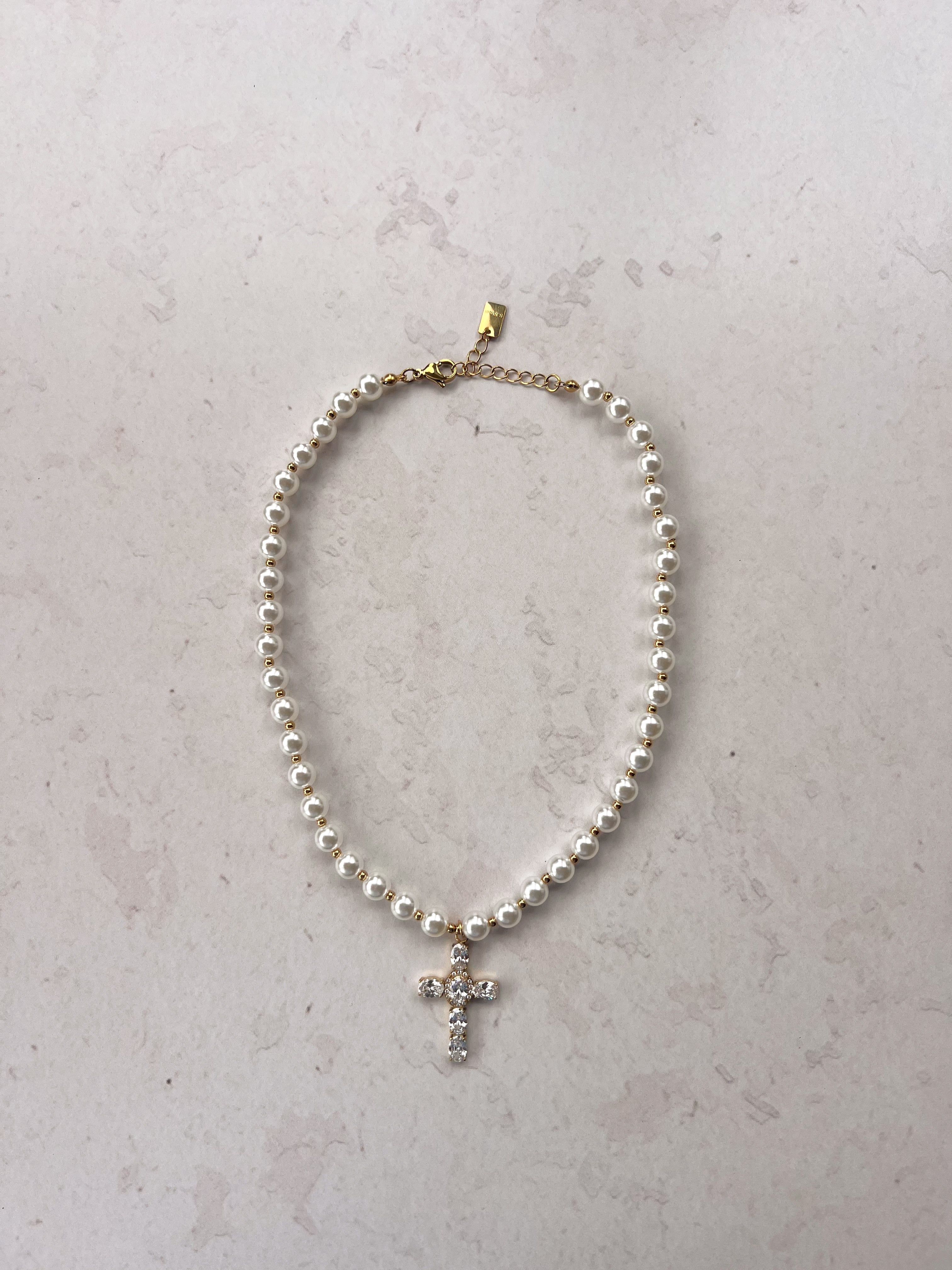 Cross Pearl Bracelet